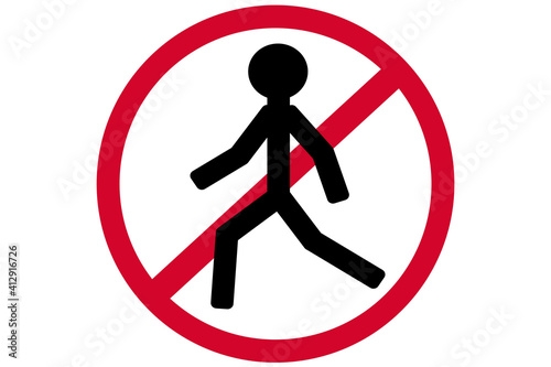 No entry vector sign, icon human silhouette on red circle