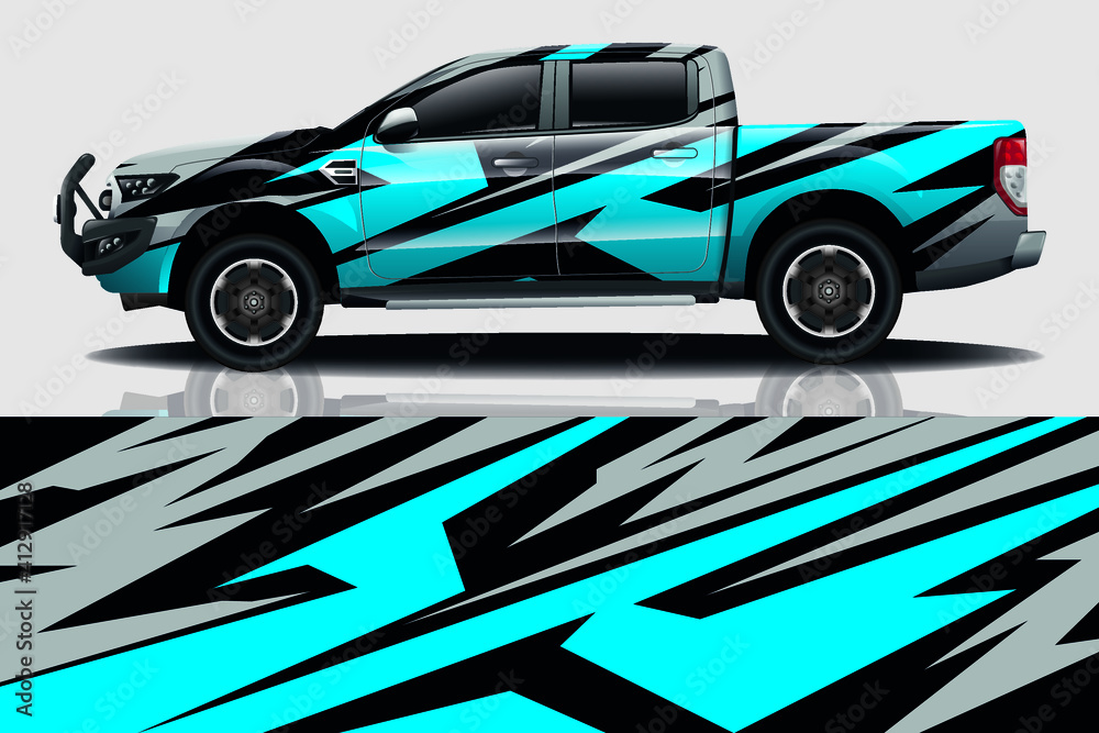 Car wrap graphic racing abstract background for wrap and vinyl sticker - obrazy, fototapety, plakaty 