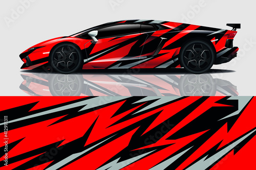 Car wrap graphic racing abstract background for wrap and vinyl sticker