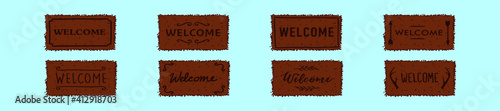 set of welcome mat cartoon icon design template with various models. vector illustration isolated on blue background