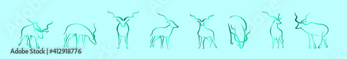 set of kudu deer cartoon icon design template with various models. vector illustration isolated on blue background