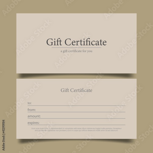 Simple minimalistic gift voucher, vector illustration.