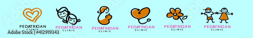 set of pediatrician cartoon icon design template with various models. vector illustration isolated on blue background