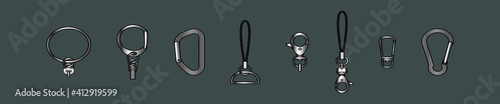 set of key holder cartoon icon design template with various models. vector illustration isolated on black background