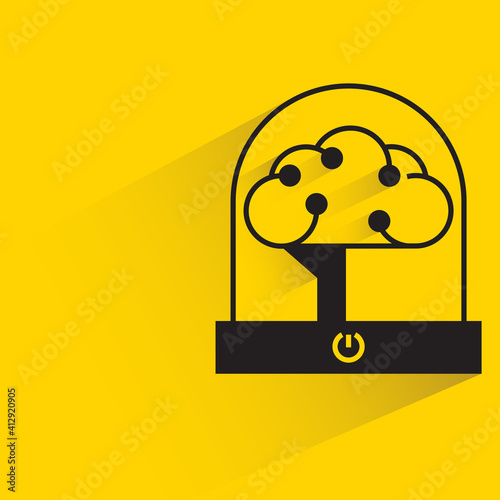artificial brain coning cloning with drop shadow yellow background