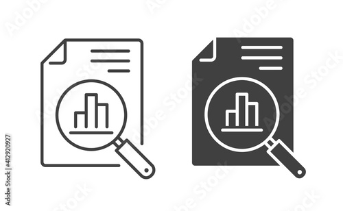 Analytics icon. Vector illustration. Symbol of business Intelligence, data analysis, marketing research.