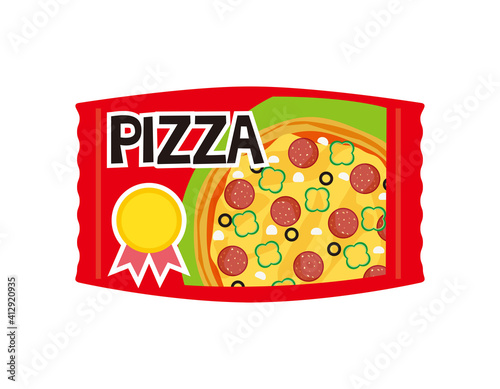 冷凍ピザのベクターイラスト　冷凍食品