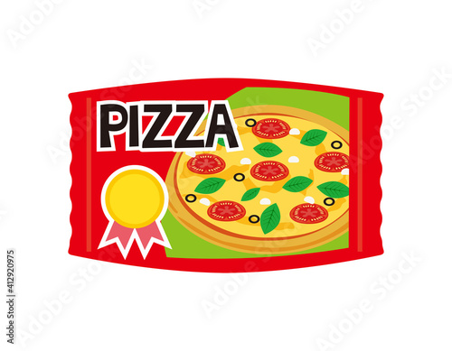 冷凍ピザのベクターイラスト　冷凍食品