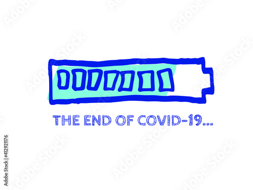 COVID-19 Vector Hand Drawn Loader. Quarantine Illustration. Website Sketch Bar with Adjustable Fill Part. Infographic Element with 90% Complete Indicator. The End of Coronavirus Progress Bar Status.