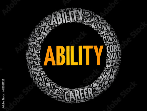 Ability word cloud collage, concept background