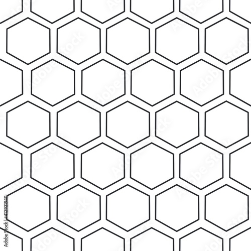 Simple black-white seamless pattern. Lines, cell, honeycombs. Minimalistic style, design for wallpaper, fabric, textile.