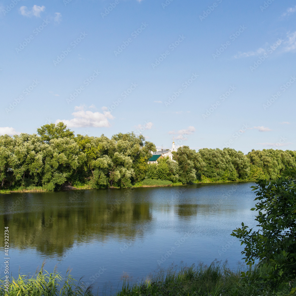 Bank of the Oka River, spaces and the church 