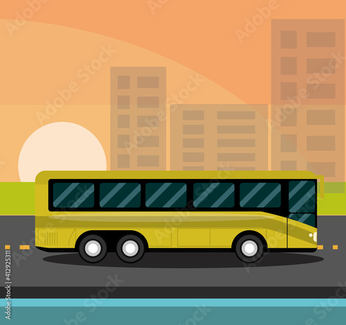 city bus with light glass tinting urban landscape