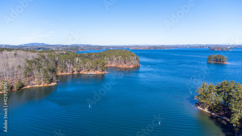 Aerial view of Lanier Lake in Georgia, USA.