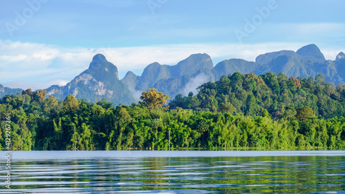 landscape with lake and mountains