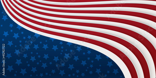 Independence day abstract background with elements of the american flag in red and blue colors. United States ceremony and inauguration day in Washington DC or Fourth of July Background with stars