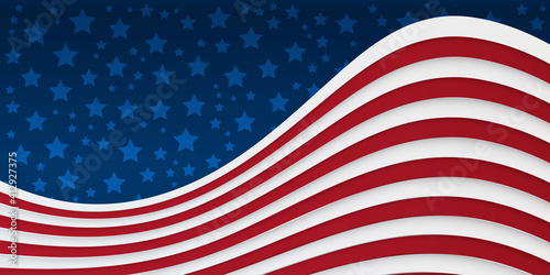 Independence day abstract background with elements of the american flag in red and blue colors. United States ceremony and inauguration day in Washington DC or Fourth of July Background with stars