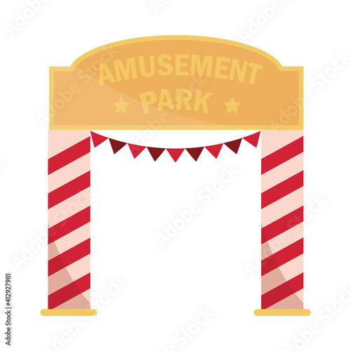 entrance with pennants amusement park carnival flat