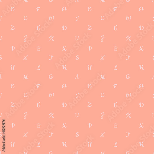 Seamless pattern with alphabet letters. Endless background for English language Day. Chaotically located symbols. Vector illustration