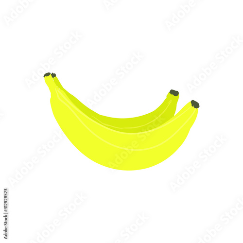 Exotic tropical bananas fruits. Summer fruits, whole fruits and halves. Vector illustration cartoon flat icon isolated on white background.