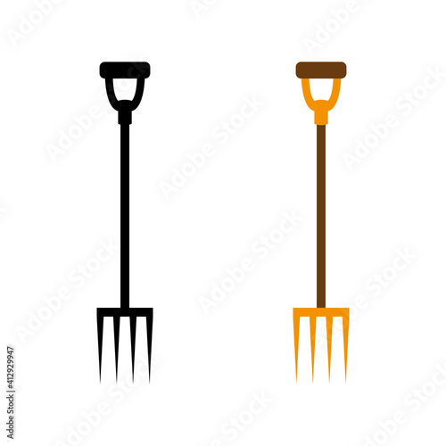 Agricultural implements - pitchfork on four thorns. Vector illustration