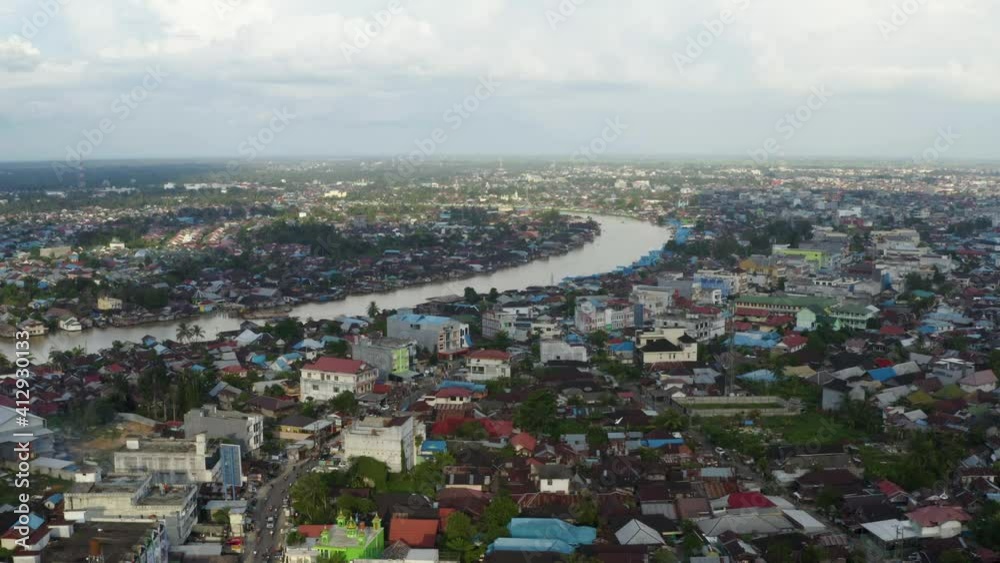 City of Banjarmasin, Indonesia - drone shot City of Banjarmasin, Indonesia - drone shot
