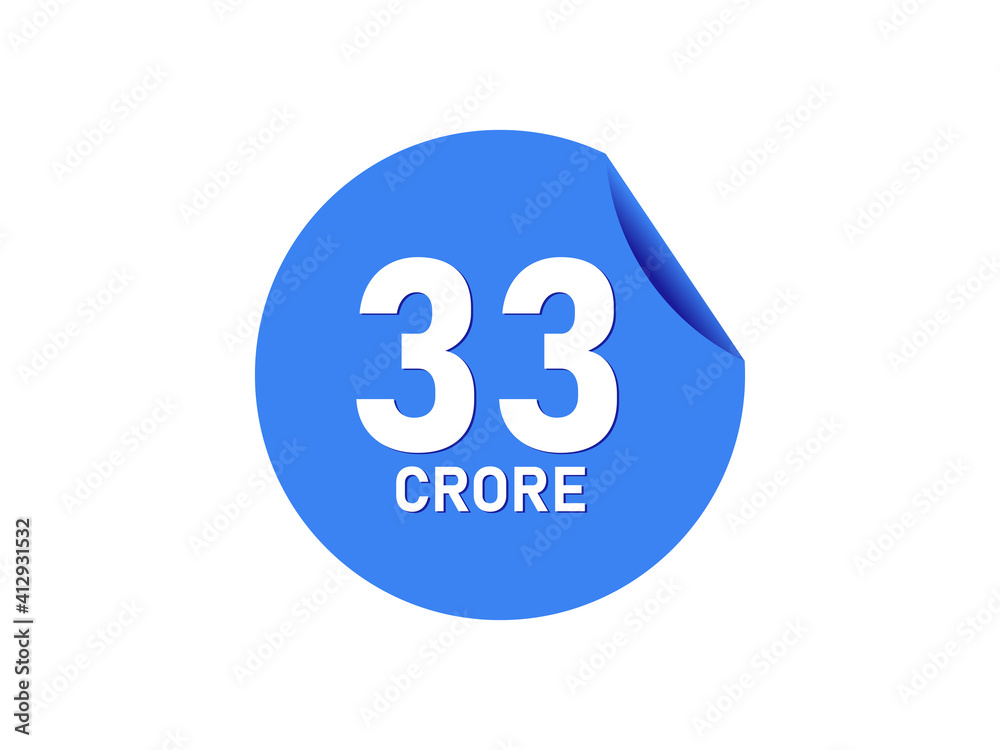 33 Crore texts on the blue sticker 33 Crore texts on the blue sticker