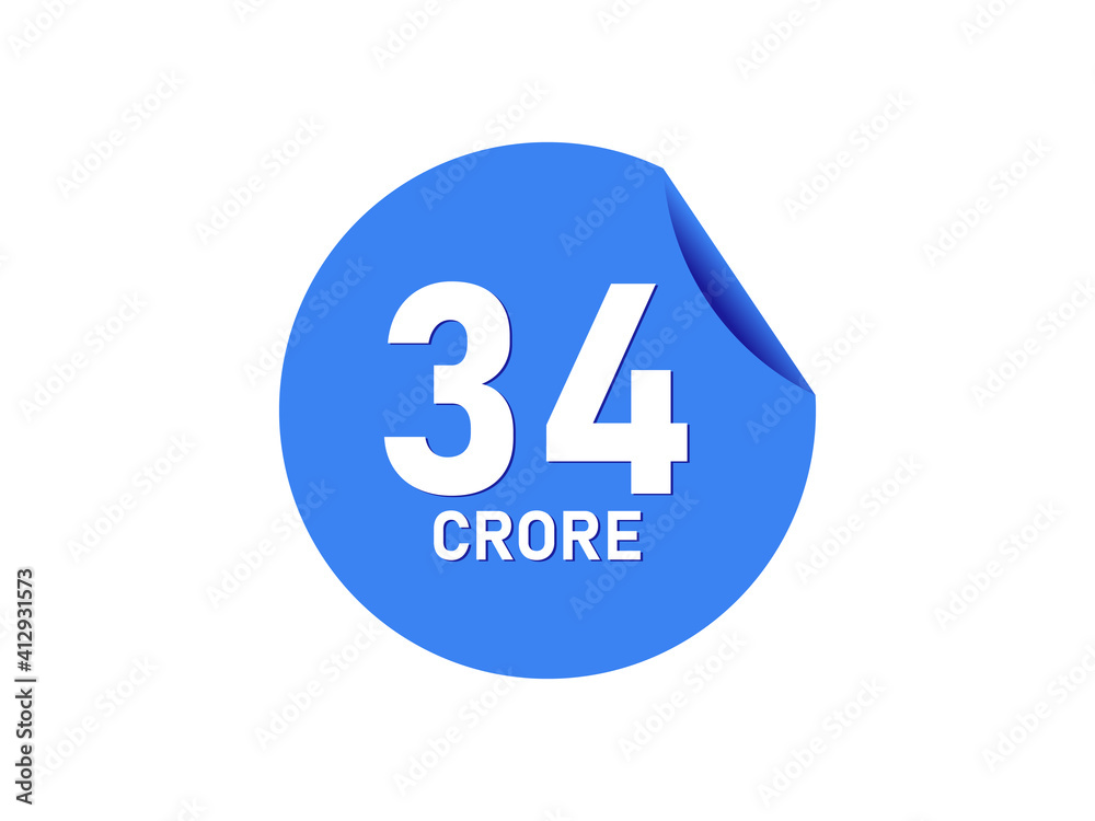 34 Crore texts on the blue sticker 34 Crore texts on the blue sticker