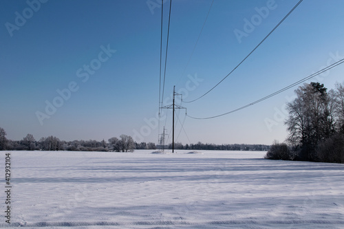 Paltiškiai forest - 6 February 2021:  Overhead power lines outdoors.  © Oldskulist