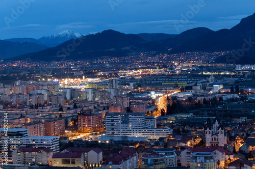 View of Brasov cityscape during evening photo