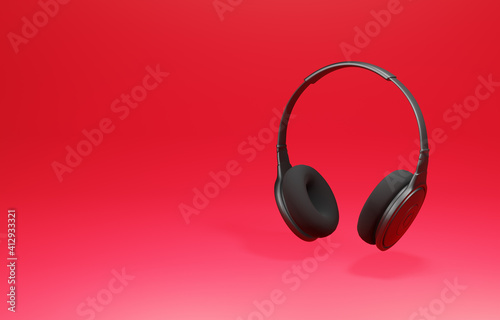 Black classic wired headphones isolated