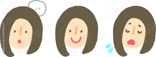 いろんな表情の顔3個セット