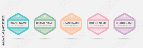 Logo badge icon for feminine product, online, food, culinary, shop, etc. Colorful with pastel color. Vector illustration design template.