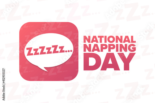 National Napping Day. Holiday concept. Template for background, banner, card, poster with text inscription. Vector EPS10 illustration.