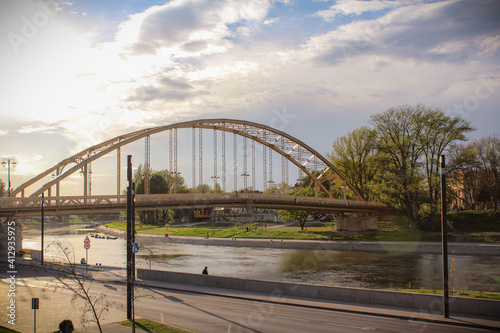 Nice colorful picture of the Kossuth bridge over the Danube in Gyor. © Sammy photography