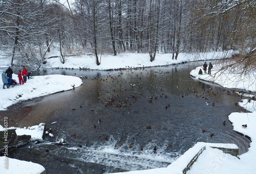 Photography Winter snow-covered park in Moscow.
