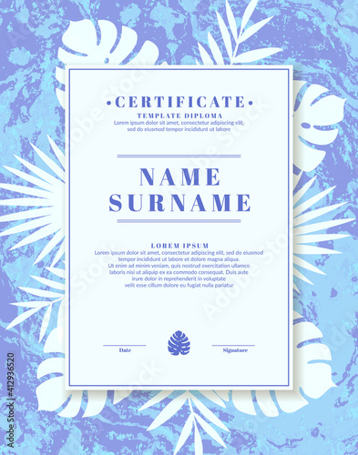 Certificate template for posting your information and text. The design of the certificate of honor in a modern style.