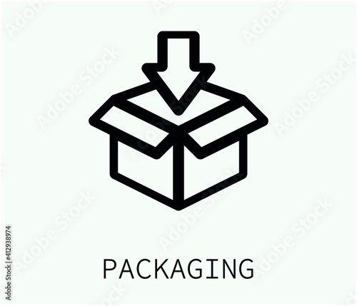 packaging vector icon. Editable stroke. Linear symbol for use on web and mobile apps, logo, Print media. Line illustration. Vector isolated on white background
