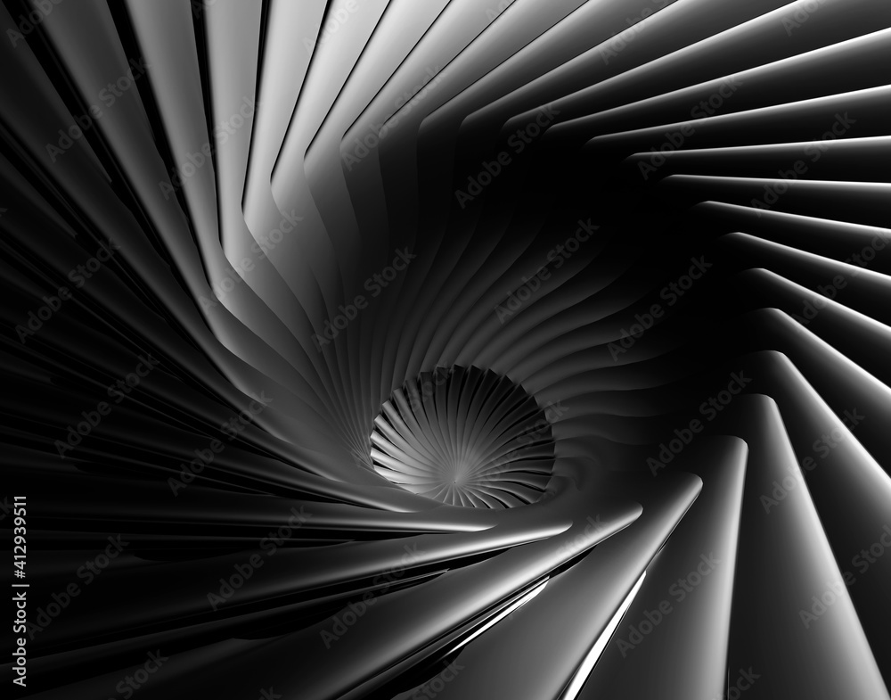 ภาพประกอบสต็อก 3d render of abstract black and white art of surreal 3d ...