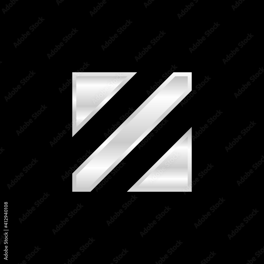 Letter Z modern monogrammed silver logo Letter Z modern monogrammed silver logo