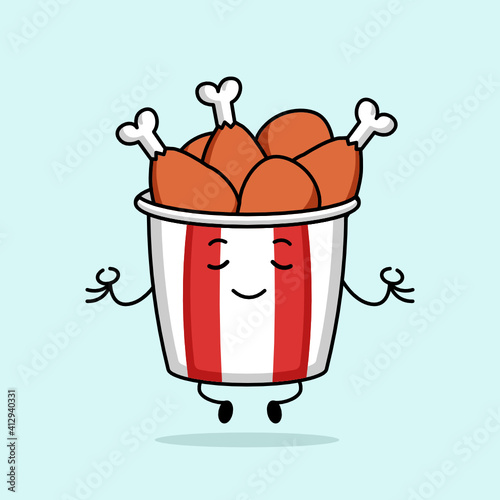 Cute a chicken bucket mascot logo design
