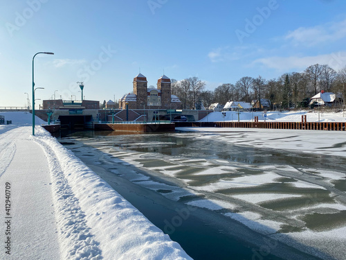 Weserschleuse in Minden im Winter - Februar 2021