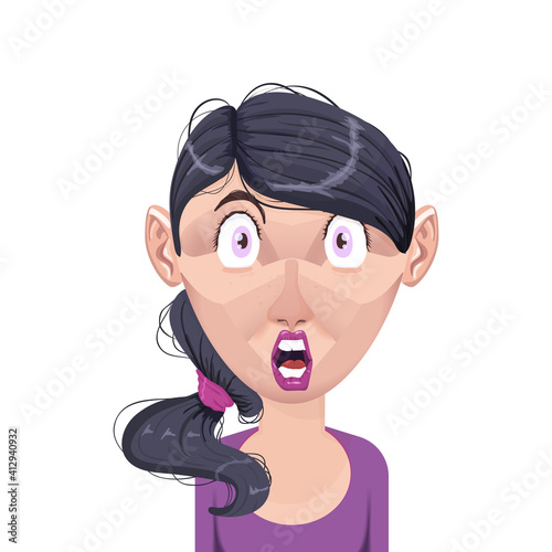 Woman cartoon character avatar, flat style portrait