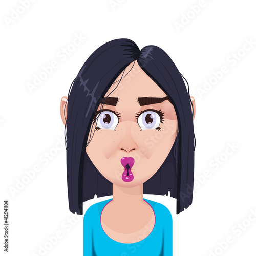 Woman cartoon character avatar, flat style portrait