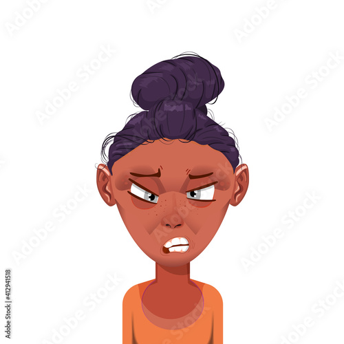 Woman cartoon character avatar, flat style portrait