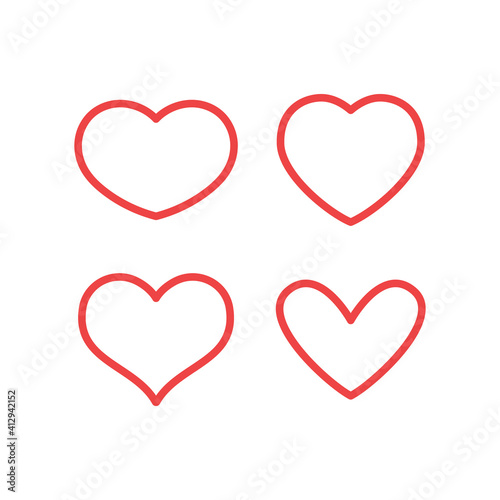 Hearts vector icon collection. Valentine s day romance symbols.