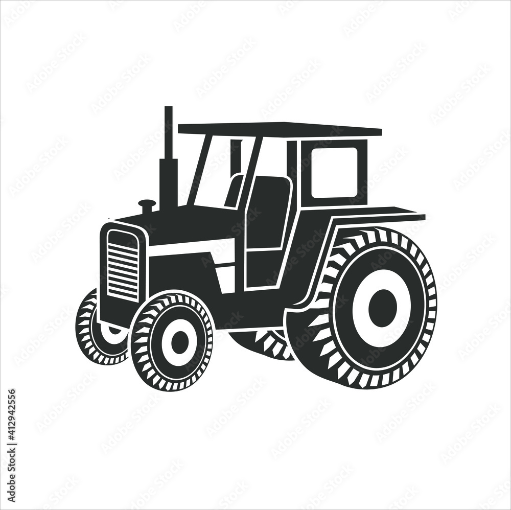 tractor isolated on white background, vector art.
