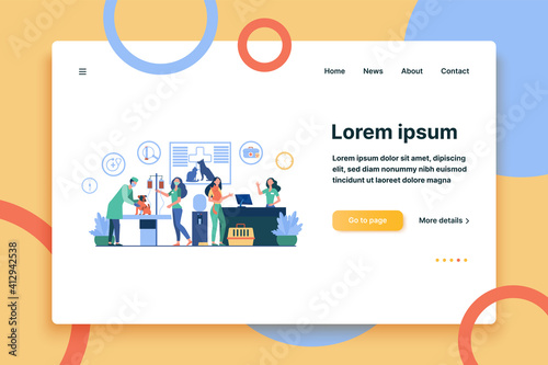 Modern hospital for cats and dogs isolated flat vector illustration. Cartoon veterinary office or clinic interior. Pet, animal and vet medicine concept