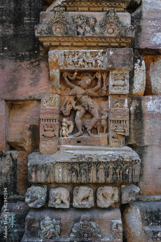 Detail of an engraving from the Rameshwar temple in Bhubaneswar, Odisha, India. photo