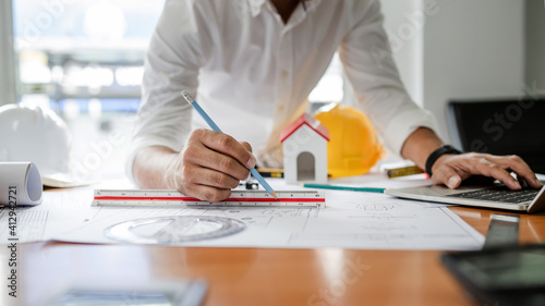 Architect man designed in an office.